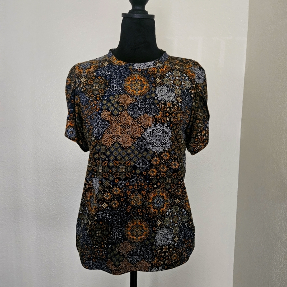 Michael Kors Multi Pattern Tulip Cut Sleeve Blouse
